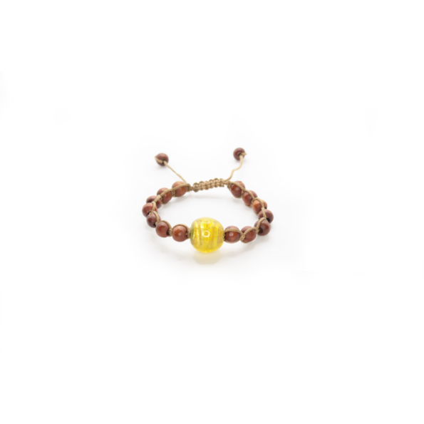 iridescent, bracelet bois verre jaune, iridescent.fr