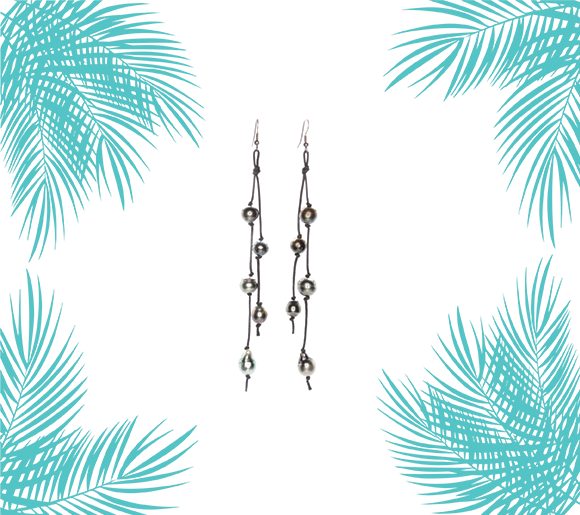 iridescent, Boucles d'oreilles perles de Tahiti, Tahitian pearl earrings, palmier, iridescent.fr