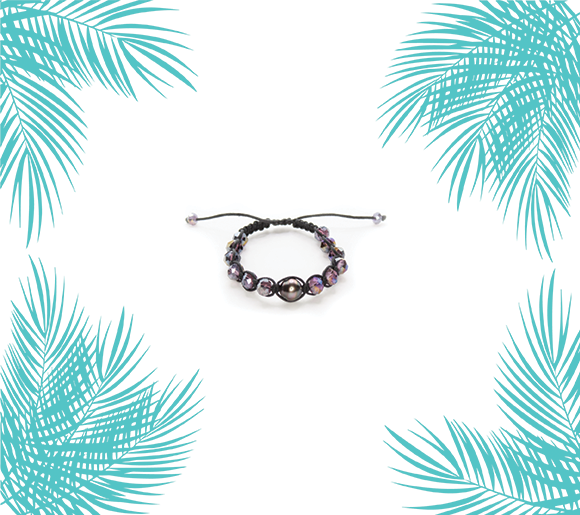 iridescent, bracelet perle de Tahiti, tahitian pearl bracelet, palmier, iridescent.fr